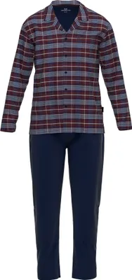 Produktbild von GÖTZBURG Herren Schlafanzug - lang, Pyjama, Baumwolle, Muster Rot/Blau 3XL