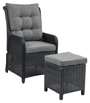 Produktbild von Loungesessel mit Hocker 40 x 40 cm | Dublin | Polyrattan | Schwarz