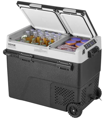 Image de VEVOR Réfrigérateur portable pour voiture, réfrigérateur 12 volts pour voiture, 58 l / 61,5 QT congélateur portable à deux zones, -20 °C à 20 °C température réglable, refroidisseur à compresseur pour camping-car, voiture