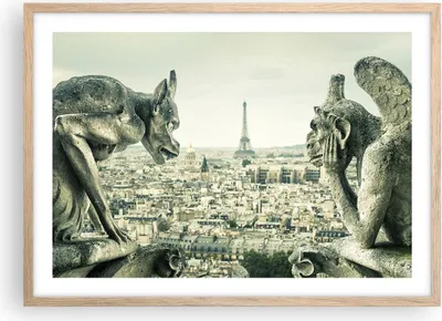Produktbild von Gerahmtes Poster - Rahmen in heller Eiche - Wasserspeier Paris Notre-Dame - 70x50 cm - Wand Bild - Wanddeko - Wandbilder - Kunstposter - Wandposter - Bilderrahmen - Bilder - P2NAA70x50-4544