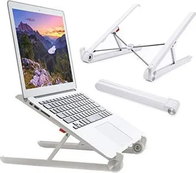 Produktbild von Laptopständer, Faltbarer Laptop ständer Notebook Ständer, Augen-Niveau Ergonomisches Sitz Laptop Stand für Macbook-Computer, Notebook Stand leicht für Büro und Reisen (Weiß)