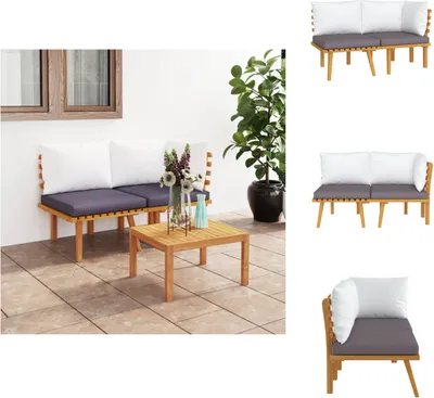 Produktbild von vidaXL 2-tlg. Garten-Lounge-Set mit Kissen Massivholz Akazie -  Gartensofaelemente