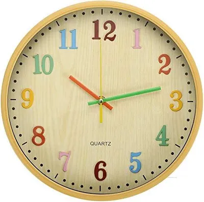 Produktbild von WUWEOT Wanduhr Kinder Lautlos 30cm Modern Quartz Wall Clock für Jungen und Mädchen Farbenfrohe Wanduhr mit Arabisch Ziffer für KInderzimmer Klassenzimmer Schule Rund Gelb