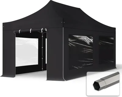 Image de TOOLPORT 3x6 m Tonnelle pliante Acier, PVC 800, côtés panoramiques, noir