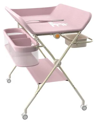 Produktbild von Wickeltisch 3-in-1 faltbar tragbar mit Rollen 75 x 68 x 83–91 cm Rosa
