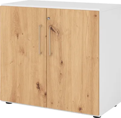 Produktbild von bümö smart Aktenschrank - 2 Ordnerhöhen - Nachbildung: Weiß/Asteiche