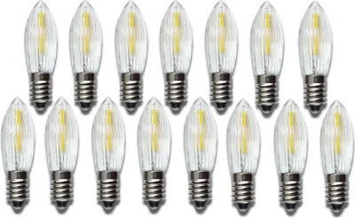 Produktbild von 15 Stück: LED Filament Topkerze 23 V 0,2W  Spitzkerze Riffelkerze Ersatzlämpchen für Lichterkette Schwibbogen Weihnachten