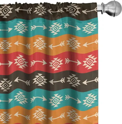 Immagine prodotto di ABAKUHAUS tende azteche, tende, trapunte con motivi etnici tribali frecce e motivi colorati, 2 pezzi 75 x 245 cm, multicolore