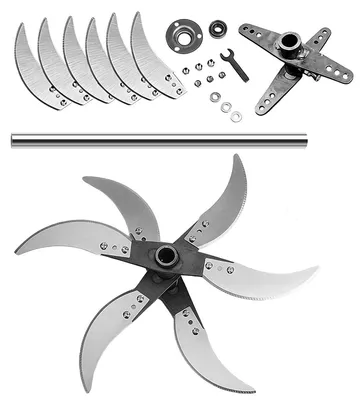 Produktbild von Häcksler Ersatzmesser 6 Stück aus gehärtetem Stahl, mit Montageset, passend für Garten Schredder