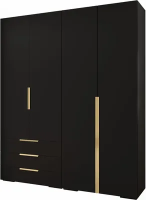 Produktbild von MEBLE KRYSPOL Inova 1 Möbelset Garderobe, 236,7x200x47cm - Schwarz, Gold