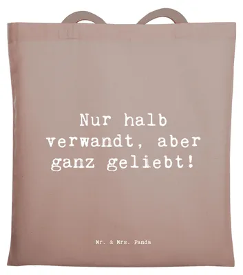 Produktbild von Mr. & Mrs. Panda Beutel Spruch Halbbruder Liebe - Braun Pastell - Geschenk, Verbundenheit, Familienmitglieder, Tote Bag, Shopping Tasche, Familie, Zusammenhalt, Lächeln