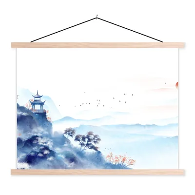 Produktbild von MuchoWow® Textilposter Malerei - Ölfarbe - Natur 40x30 cm mit holzfarbenen Rahmen - Bilder