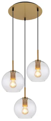 Produktbild von Pendellampe, Glas klar, messingfarben, H 120 cm