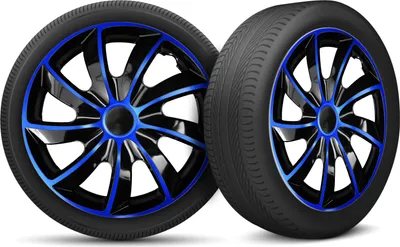 Produktbild von Auto Radkappen Radzierblenden 4er Set passend für alle Stahlfelgen - einstellbarer Sicherungsring - 17 Zoll - Schwarz Blau