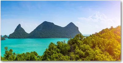 Produktbild von Tulup® Glas-Bild - 100x50 -Wandkunst - Wandbild hinter gehärtetem Sicherheitsglas  - Landschaften - Panorama Thailand - Blau