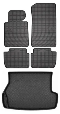 Productafbeelding van Rubberen automatten + kofferbakmat voor BMW Seria 3 E46 1998-2005 (stationwagen) – 5-delig, zwart, op maat – Wielganizator SolidPRO