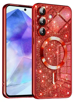 Produktbild von Techsuit Luxury Glitter Back Cover Hülle mit MagSafe für Samsung Galaxy A55 - Rot