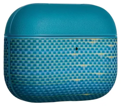 Image de Coque PITAKA pour AirPods Pro 3, fibre d'aramide, bleue, compatible MagSafe