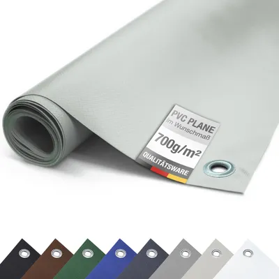Produktbild von Plane PVC LKW 700g/m² MIT ÖSEN Abdeckplane Schutzplane matt reißfest stabil (Grau, 2,5m x 1m)