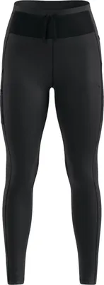 Schwarze Odlo X-Alp Warm Cargo-Trailrunning-Tights mit elastischem Bund und Kordelzug