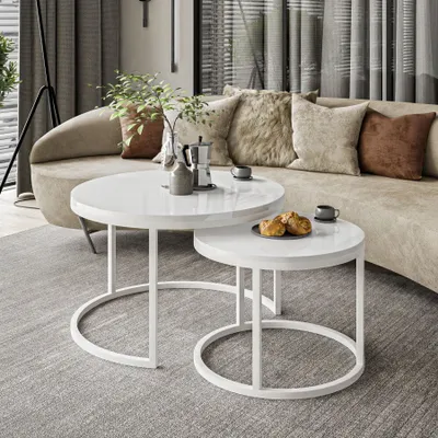 Produktbild von Runder Couchtisch CIRI 2in1 Hochglanz