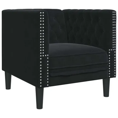 Zdjęcie produktu dla Fotel Chesterfield, czarny, tapicerowany aksamitem