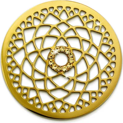 Produktbild von Amello Coins gold 30 mm Zirkonia Edelstahl vergoldet Lotusblume Damen ESC532YY