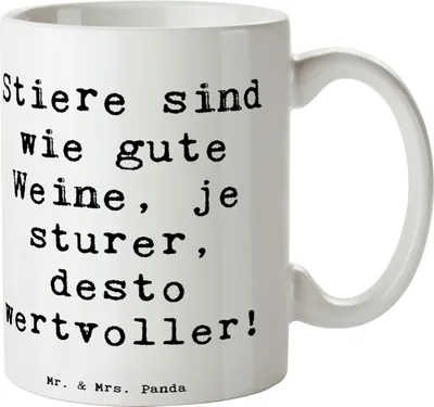 Produktbild von Mr. & Mrs. Panda Pott Spruch Sturer Stier - Weiß - Geschenk, Teepott, Tierkreiszeichen, Geschenke für, Charakter, Sternzeichen, Horoskop, Becher, Geduld, Humor, Tasse