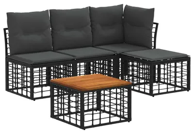 Produktbild von vidaXL Outdoor-Sofagarnitur 5 pcs Schwarz und Dunkelgrau Polyester