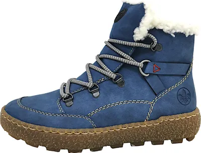 Image de Chaussures de ville pour femmes Rieker, bottines à lacets, couleur bleue, style décontracté