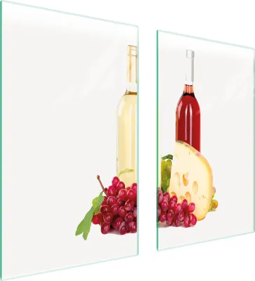 Produktbild von Herdabdeckplatten 2 teilig 75x52 Glaskeramikkochfeld Abdeckung Glas Schneidebrett Wein Bunt