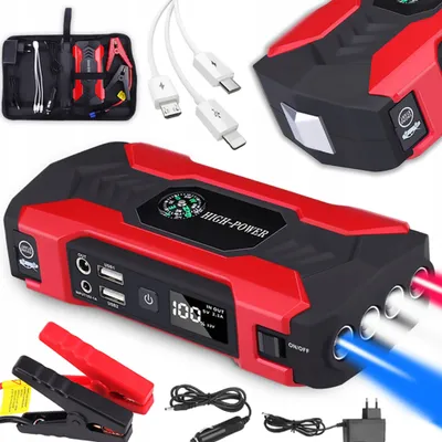 Produktbild von Notstart-Stromversorgung, leistungsstarker Starter, 28000 mAh Booster-Auto-Notstart-Mittel-Smart-Notfallkabel, 4 Stück LED12V tragbarer Auto-Notstart