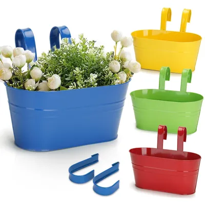 Immagine prodotto di Set di 4 vasi da fiori colorati da appendere, con ganci