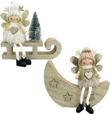 Obrázek produktu pro Sada vánočních ozdob anděl 2 kusy 13,5 x 15 cm
