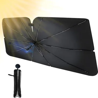 Produktbild von Famanu Auto-Sonnenschutz für die Frontscheibe mit 10 Armen - zusammenklappbare Autoshades mit flexibler Handhabung - 360° drehbar - für die meisten
