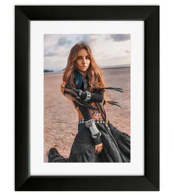 Produktbild von Bilderrahmen „Korfu“ schwarz 18 × 24 cm mit Passepartout 13 × 18 cm – Glas, MDF, polnischer Hersteller