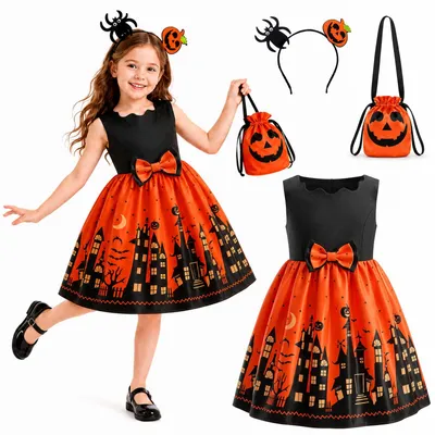 Halloween-Kostüm für Mädchen, Hexenkleid (140)