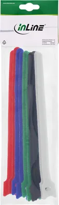 Produktbild von InLine® Kabelbinder 12x330mm, Klett-Verschluss, 10er, 5 versch. Farben