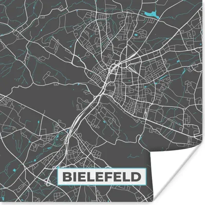 Produktbild von MuchoWow® Poster Stadtplan - Bielefeld - Deutschland - Karte 50x50 cm - Wohnzimmerdekoration