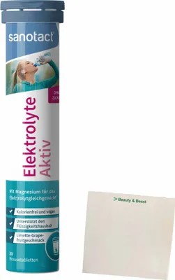 Produktbild von sanotact Elektrolyte Aktiv 20 Brausetabletten ohne Zucker (82g Dose) + usy Block