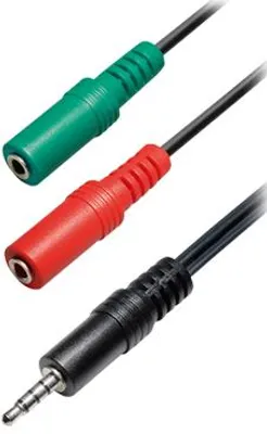 Image de Adaptateur casque PC 2 prises jack 3,5 mm vers connecteur 4 broches
