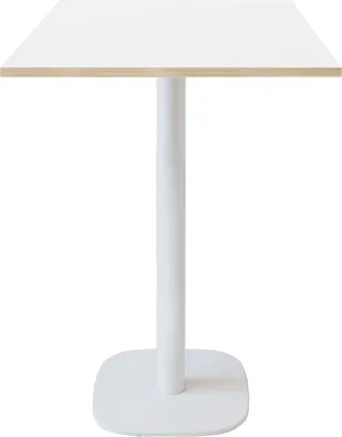 Produktbild von Hochtisch 60 x 60 cm – rundes Modell, weiße Basis, weiße Holzkanten