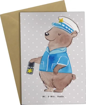 Produktbild von Mr. & Mrs. Panda babykarte Polizeivollzugsbeamter Herz - Grau Pastell - Geschenk, Polizist, weihnachtskarten, dankeskarten, osterkarte, Polizei, glückwunschkarten