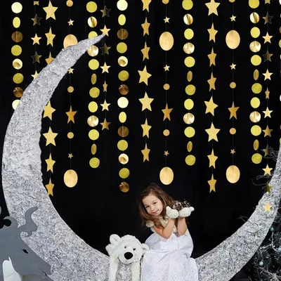 Produktbild von Glänzende Sterne Dekoration aus Papier - Girlanden für Geburtstage, Partys und Hochzeiten