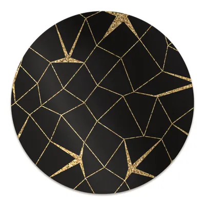 Produktbild von Rundmatte - Stuhlunterlage Bürostuhlunterlage - Rund Ø 100 cm - Bodenmatte - Fußmatte - Gold- und schwarze Mosaik