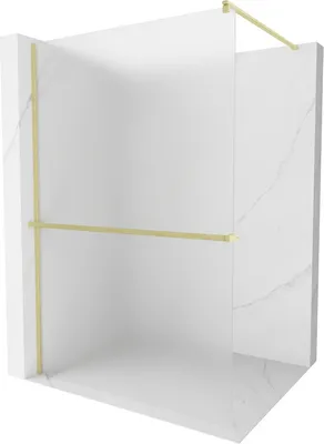 Produktbild von Mexen Kioto+ Duschwand mit Walk-in-Regal 70 x 200 cm, matt, gold gebürstet - 800-070-121-55-30