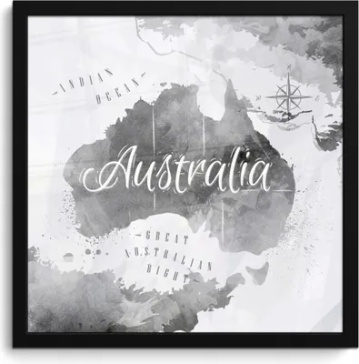 Produktbild von MuchoWow® MuchoWow® Gerahmtes Poster Australien - Weltkarte - Aquarell 40x40 cm - Poster mit zchwarzem Bilderrahmen - Mit Rahmen - Wanddekoration Schlafzimmer