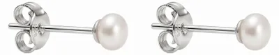Zdjęcie produktu dla Kolczyki sztyfty z białymi perłami - srebro 925, kształt guzika, rozmiar perły: 4.0-5.0 mm, stop: srebro