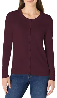 Produktbild von Amazon Essentials Damen Leichte Rundhalsstrickjacke (Erhältlich In Übergröße), Burgunderrot, XXL