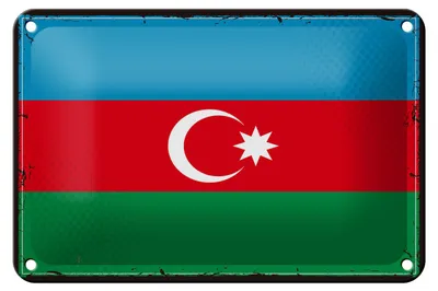 Produktbild von Blechschild Flagge Aserbaidschan 18x12cm Retro Azerbaijan